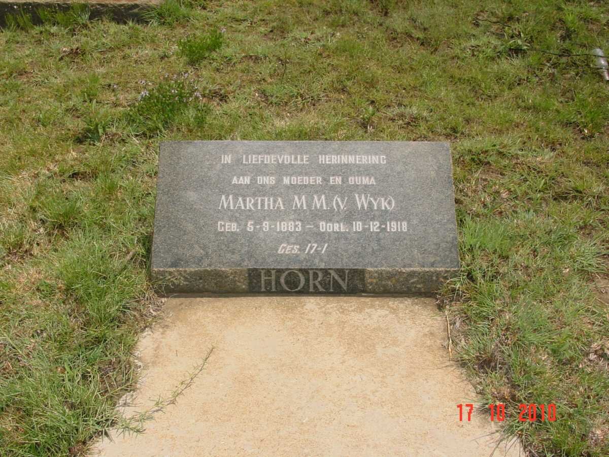HORN Martha M.M. nee VAN WYK 1883-1918