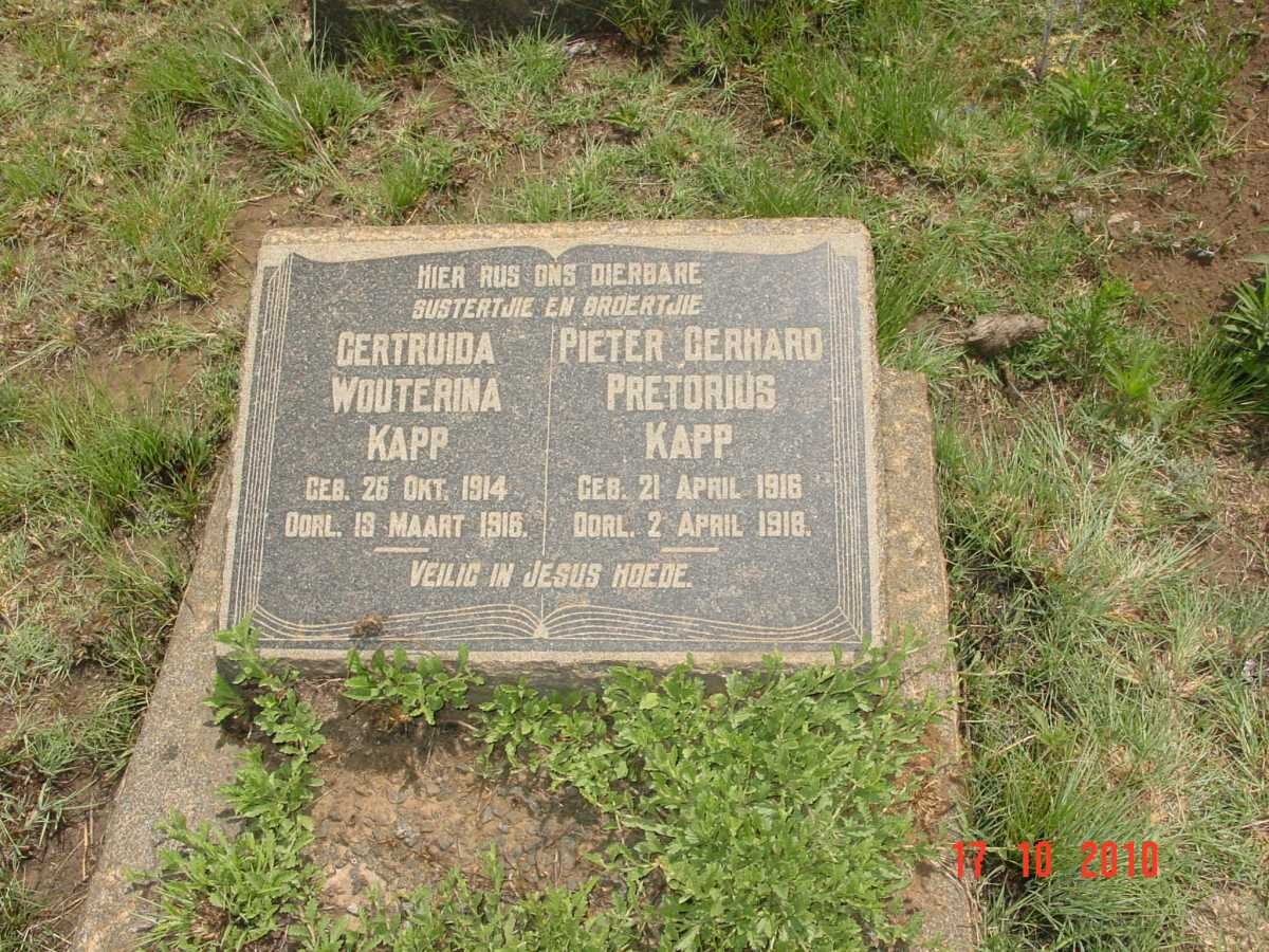 KAPP Gertruida Wouterina 1914-1916 :: KAPP Pieter Gerhard Pretorius 1916-1918