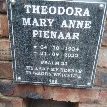 PIENAAR Theodora Mary Anne 1934-2022