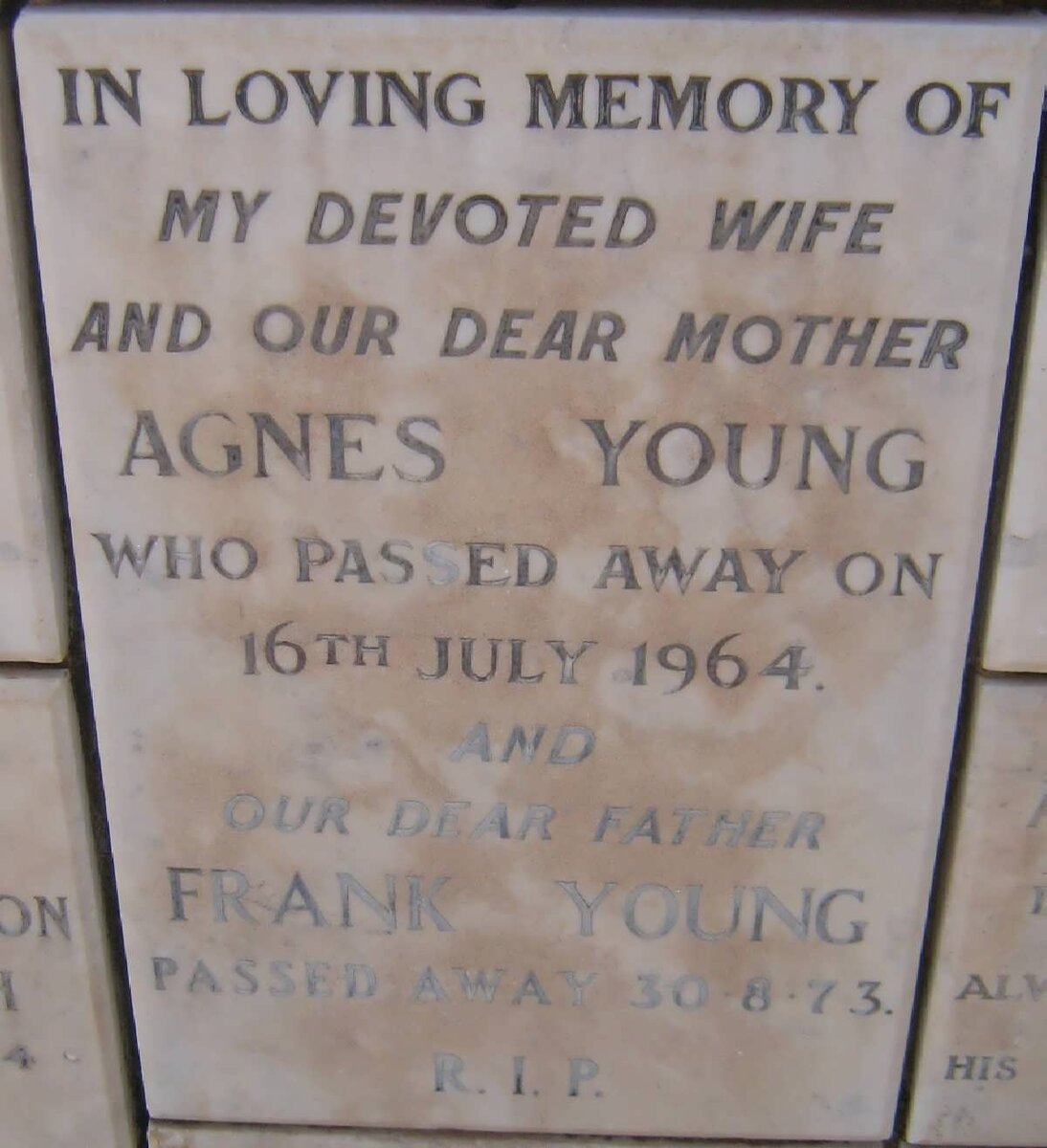 YOUNG Frank -1973 &amp; Agnes -1964