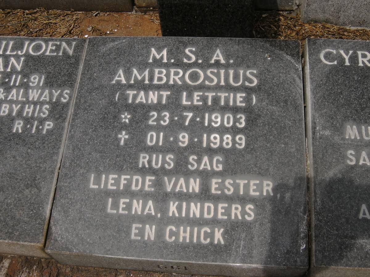 AMBROSIUS M.S.A. 1903-1989