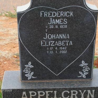 APPELGRYN Frederick James 1938- &amp; Johanna Elizabeth 1942-2002