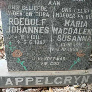 APPELGRYN Roedolf Johannes 1911-1997 &amp; Maria Magdalena Susanna 1912-1995