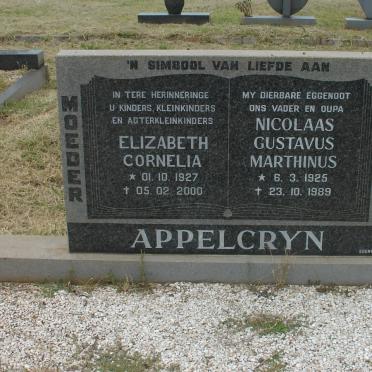 APPELGRYN Nicolaas Gustavus Marthinus 1925-1989 &amp; Elizabeth Cornelia 1927-2000