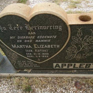 APPLEBY Martha Elizabeth nee KOTZE 1930-1959