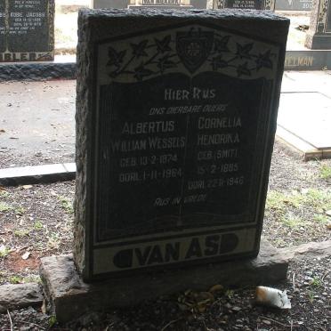 AS Albertus William Wessels, van 1874-1964 &amp; Cornelia Hendrika 1885-1946