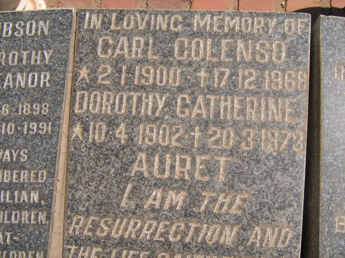 AURET Carl Colenso 1900-1968 &amp; Dorothy Catherine 1902-1973