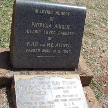 ATTWELL Patricia Ainslie -1947 :: ATTWELL Richard H.B. -1953 &amp; May Elaine 1887-1972 