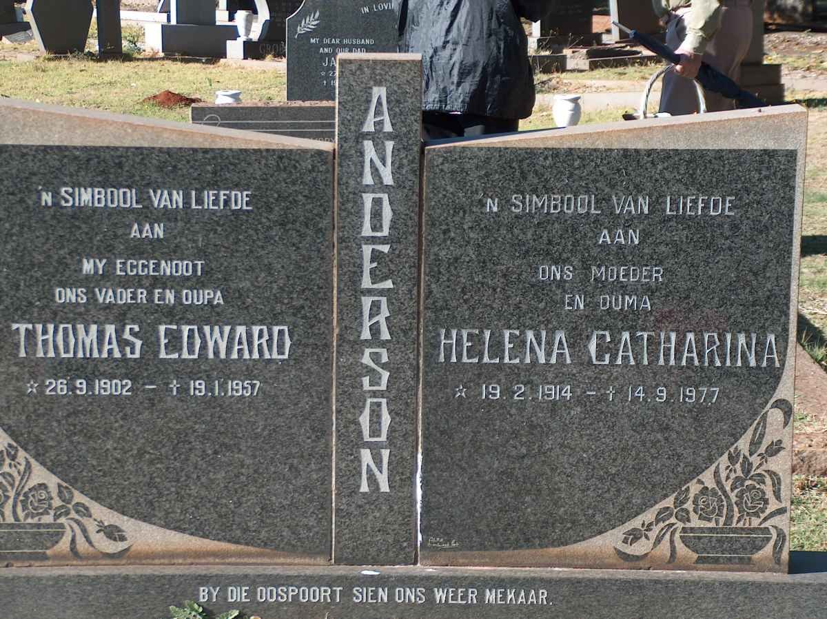 ANDERSON Thomas Edward 1902-1957 &amp; Helena Catharina 1914-1977