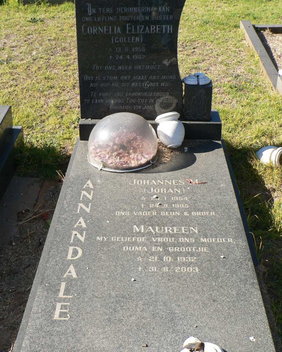 ANNANDALE Maureen 1932-2003 :: ANNANDALE Johannes M. 1954-1985 :: ANNANDALE Cornelia Elizabeth 1955-1987