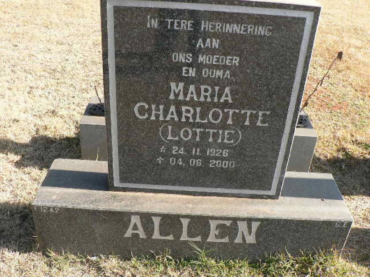 ALLEN Maria Charlotte 1926-2000