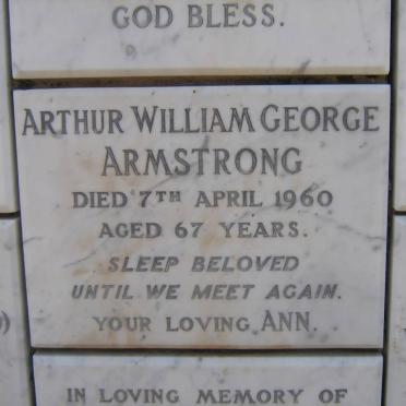 ARMSTRONG Arthur William George -1960