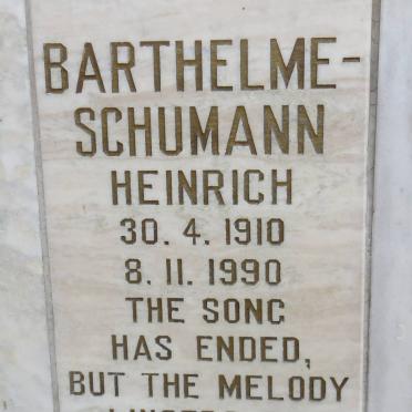 BARTHELME Heinrich, SCHUMANN 1910-1990