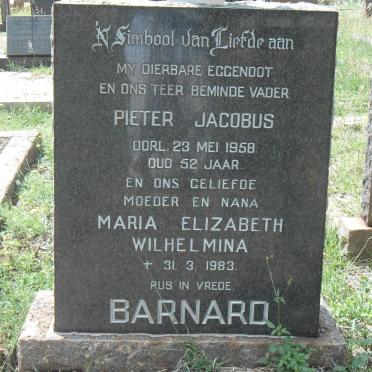 BARNARD Pieter Jacobus -1958 &amp; Maria Elizabeth Wilhelmina -1983