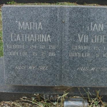 BARNARD Jan Viljoen 1932-1986 &amp; Maria Catharina 1928-1986