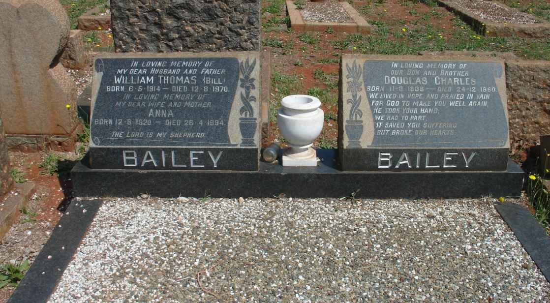 BAILEY William Thomas 1914-1970 &amp; Anna 1920-1994 :: BAILEY Douglas Charles 193?-196?