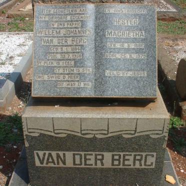 BERG Willem Johannes, van der 1884-1956 &amp; Hester Magrietha 1888-1979
