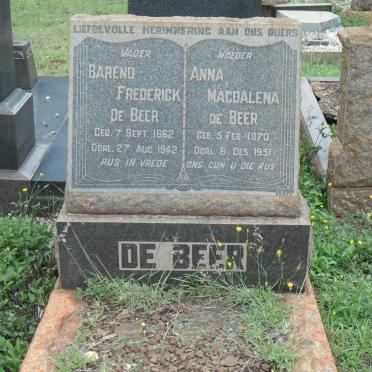 BEER Barend Frederick 1862-1942 &amp; Anna Magdalena 1870-1951