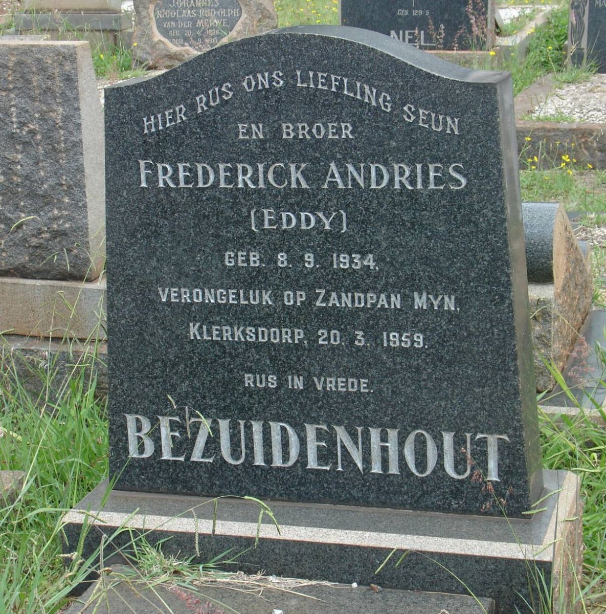BEZUIDENHOUT Frederick Andries 1934-1959