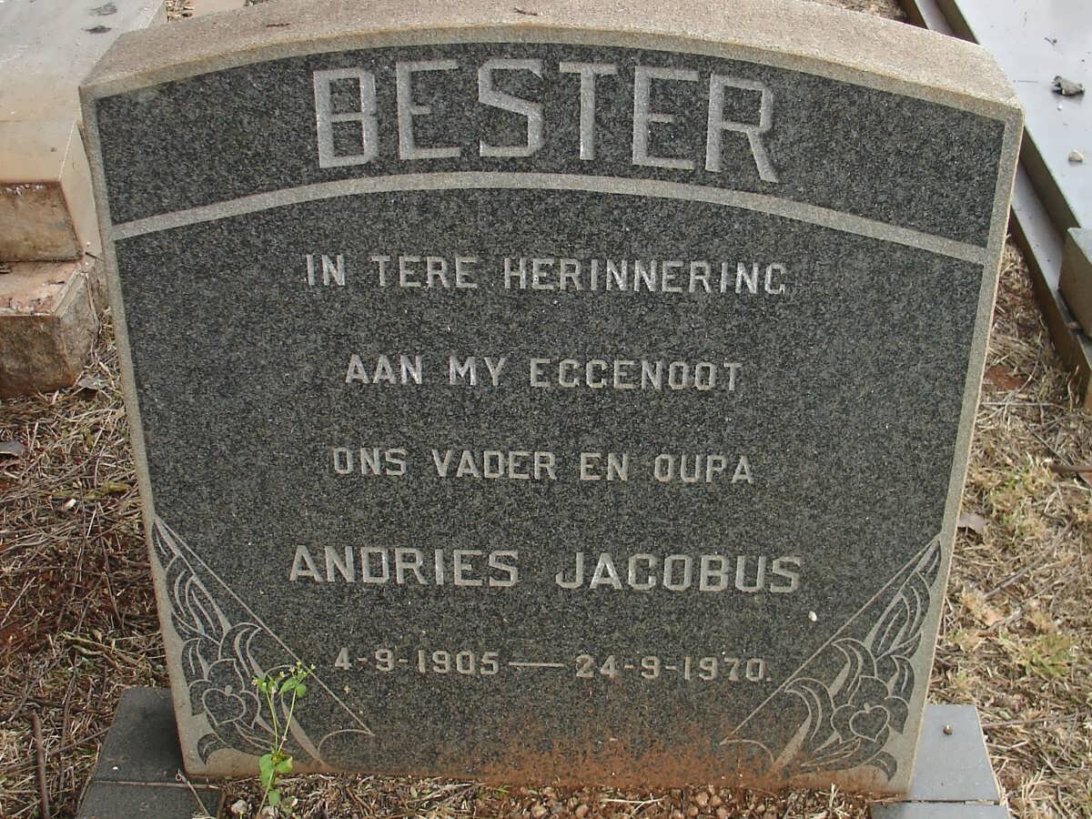 BESTER Andries Jacobus 1905-1970