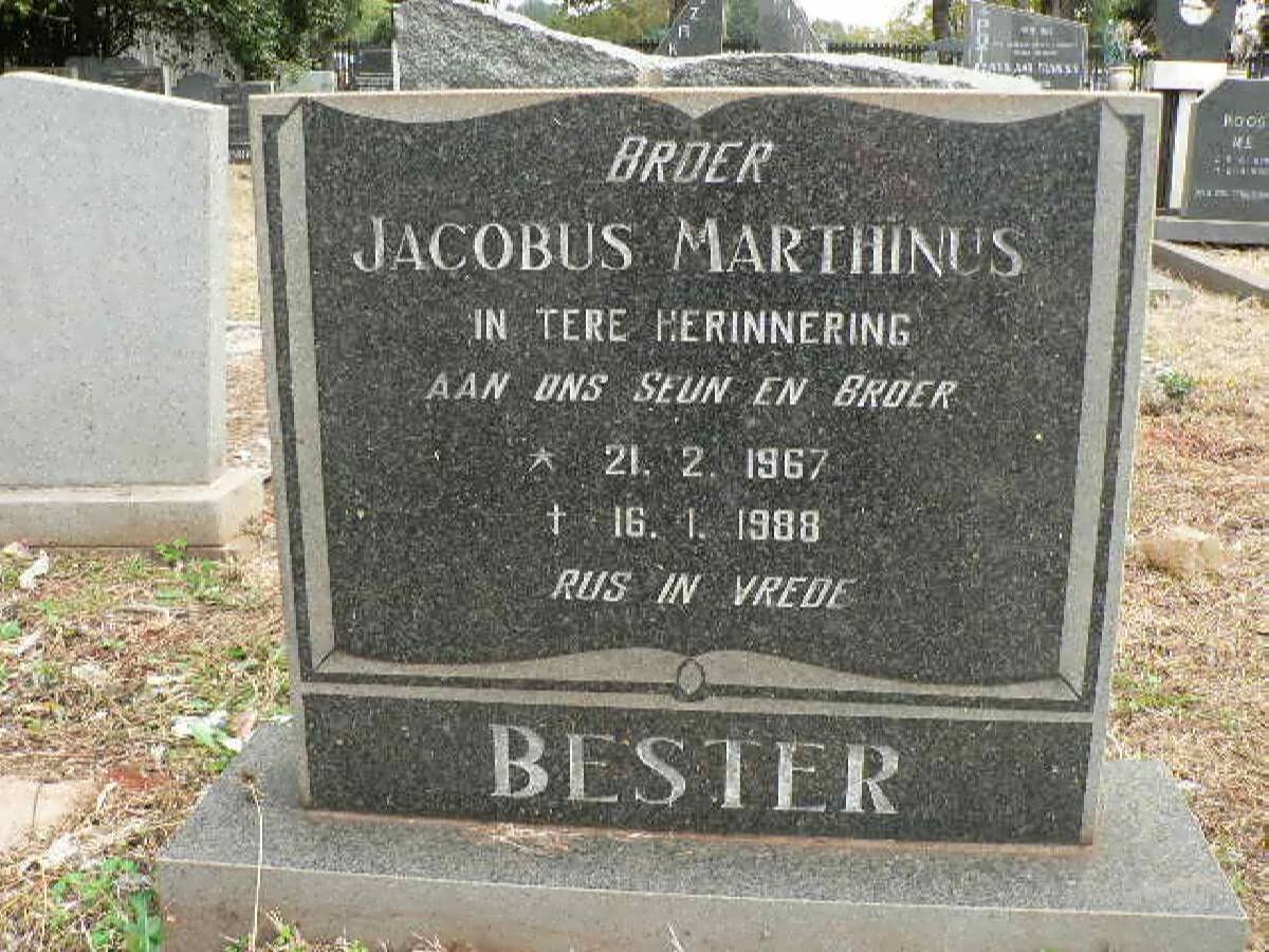 BESTER Jacobus Marthinus 1967-1988