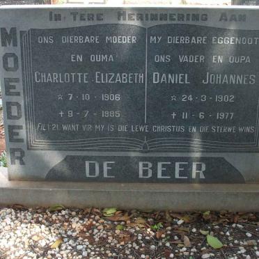 BEER Daniel Johannes, de 1902-1977 &amp; Charlotte Elizabeth 1906-1985
