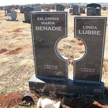BENADIE Salomina Maria 1935-2005 :: LUBBE Linda 1964-2009