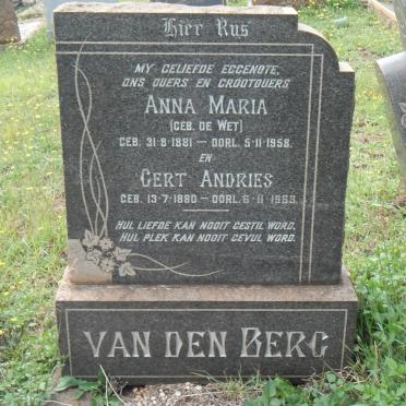 BERG Gert Andries, van den 1880-1963 &amp; Anna Maria DE WET 1881-1958
