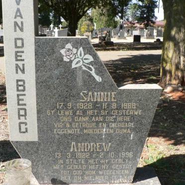 BERG Andrew, van den 1922-1996 &amp; Sannie 1928-1988