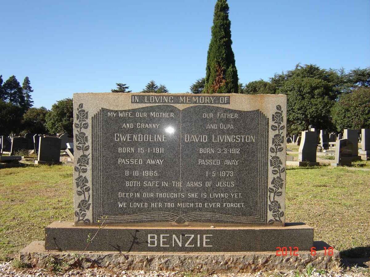 BENZIE David Livingston 1912-1979 &amp; Gwendoline 1911-1965