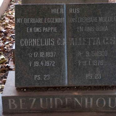 BEZUIDENHOUT Cornelius C.A 1897-1972 &amp; Aletta C.S. 1900-1976