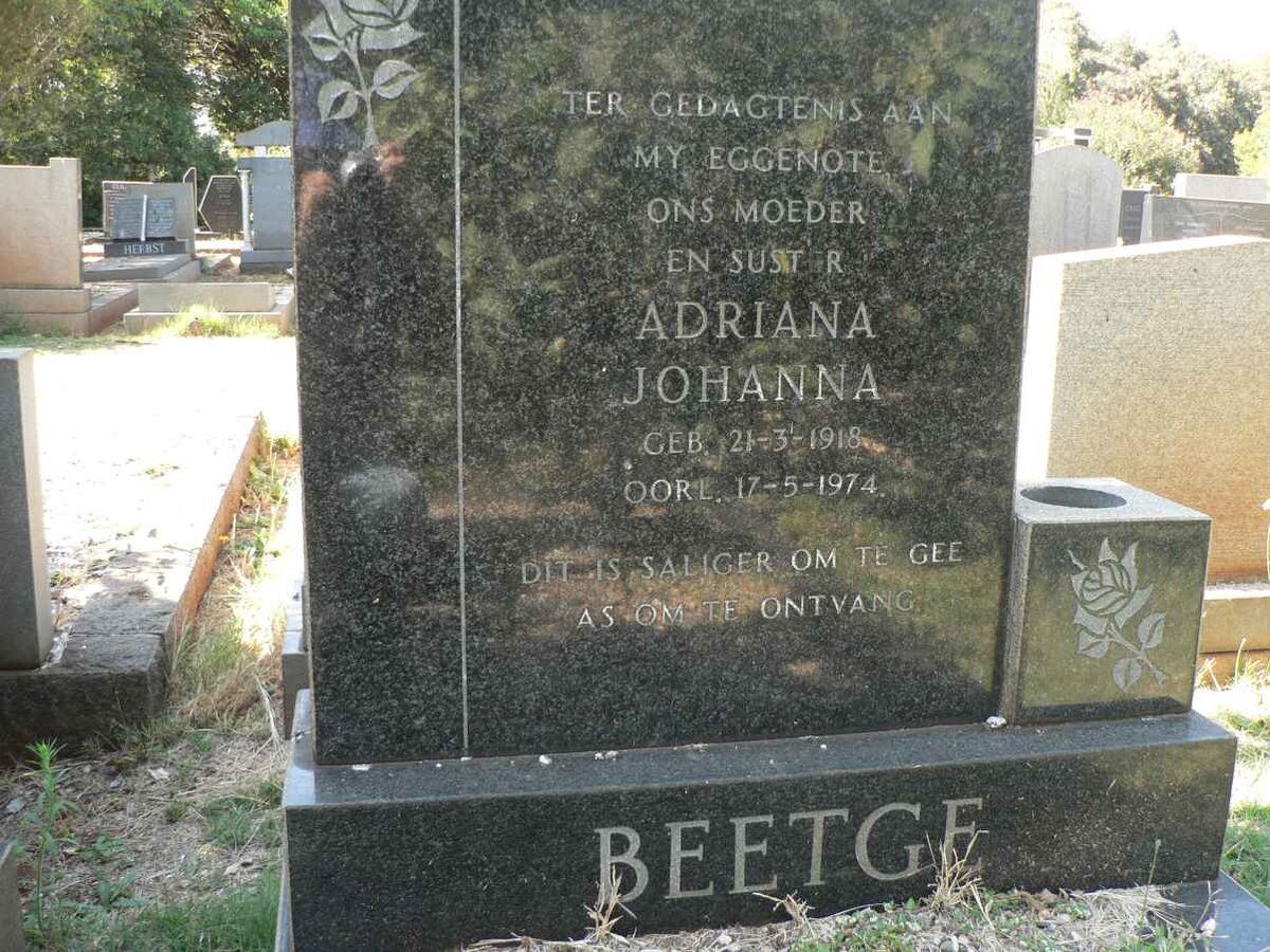 BEETGE Adriana Johanna 1918-1974
