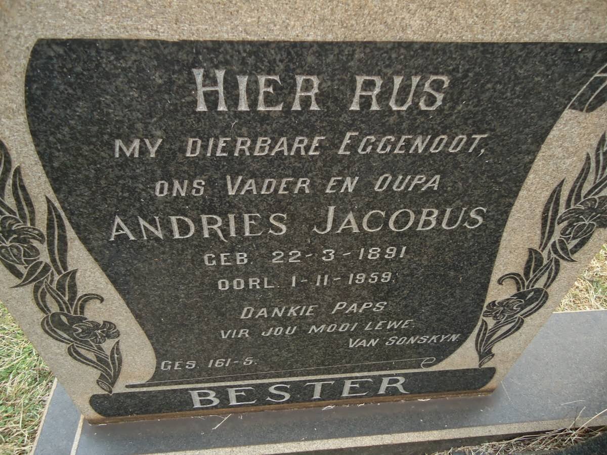 BESTER Andries Jacobus 1891-1959