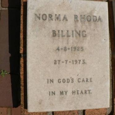 BILLING Norma Rhoda 1925-1973