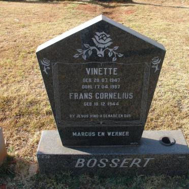 BOSSERT Frans Cornelius 1944- &amp; Vinette 1947-1997