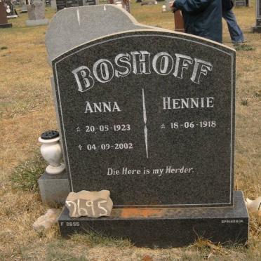 BOSHOFF Hennie 1918- &amp;  Anna 1923-2002