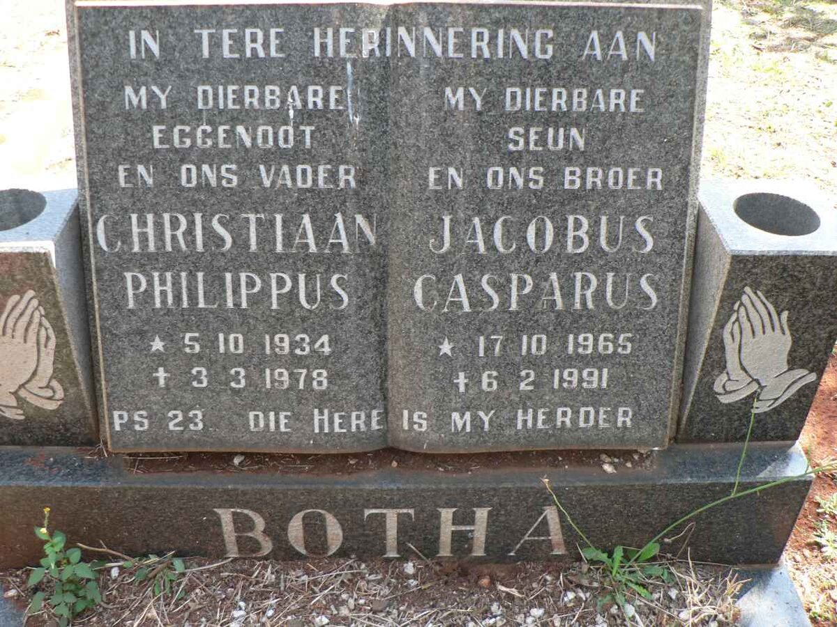 BOTHA Christiaan Philippus 1934-1978 :: BOTHA Jacobus Casparus 1965-1991