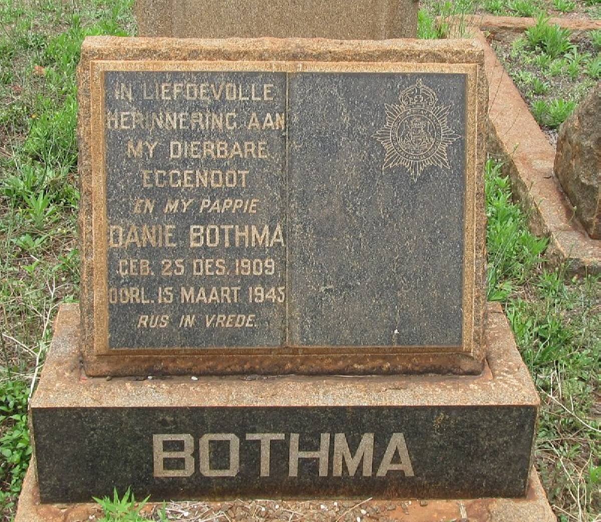 BOTHMA Danie 1909-1945