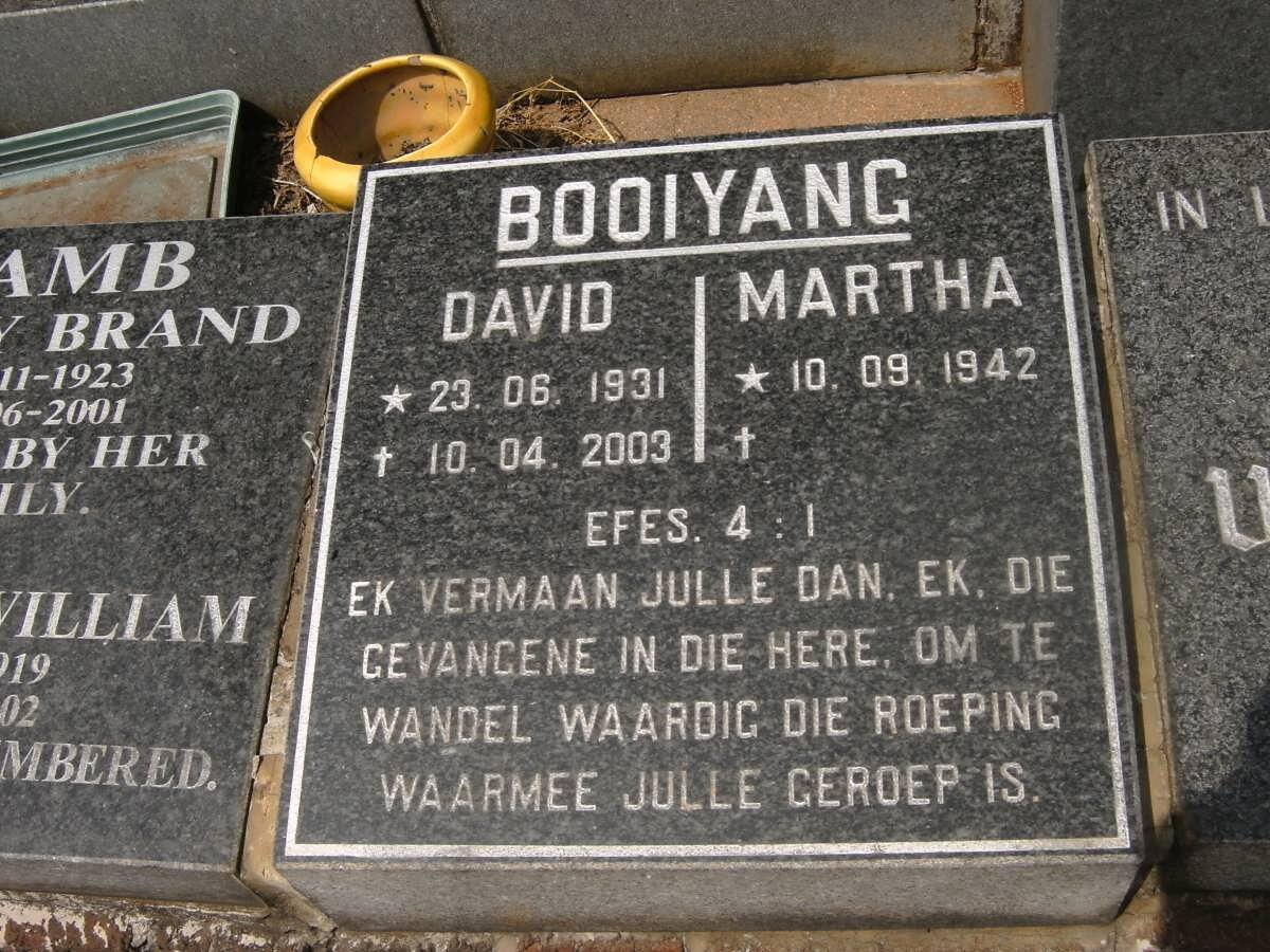BOOIYANG David 1931-2003 &amp; Martha 1942-