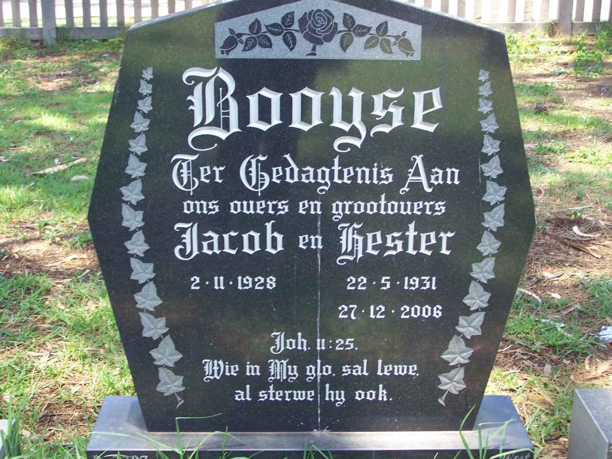 BOOYSE Jacob 1928- &amp; Hester 1931-2006