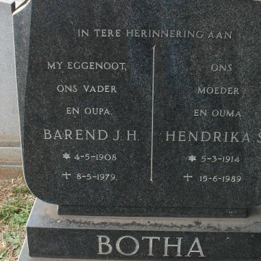 BOTHA Barend J.H. 1908-1979 &amp; Hendrika S. 1914-1989