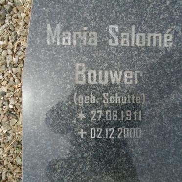 BOUWER Maria Salome nee SCHUTTE 1911-2000