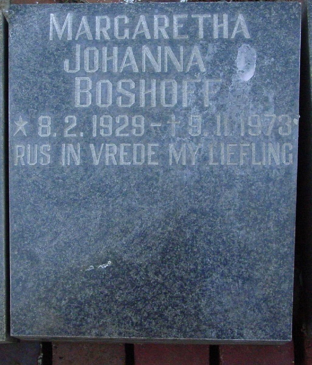 BOSHOFF Margaretha Johanna 1929-1973