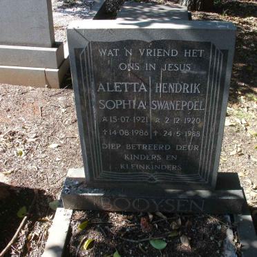 BOOYSEN Hendrik Swanepoel 1920-1988 &amp; Aletta Sophia 1921-1986