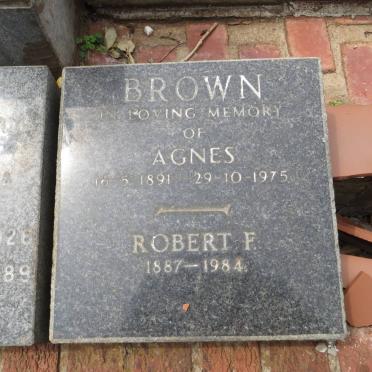BROWN Robert F. 1887-1984 &amp; Agnes 1891-1975