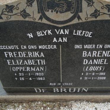 BRUIN Barend Daniel, de 1915-2008 &amp; Frederika Elizabeth OPPERMAN 1920-1962