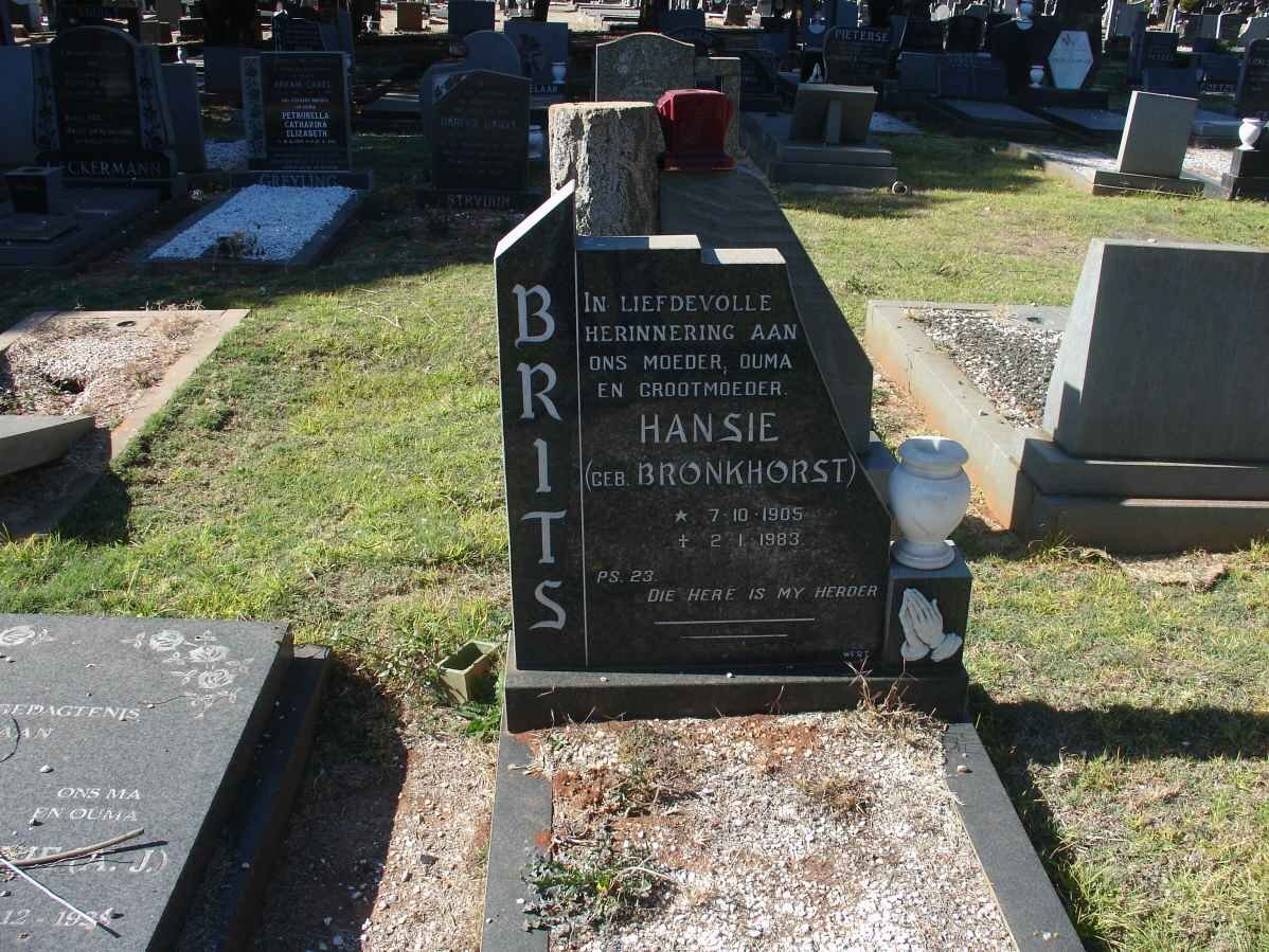 BRITS Hansie nee BRONKHORST 1905-1983