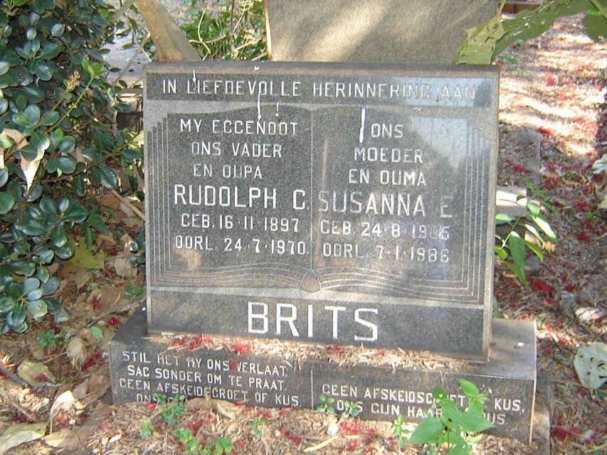 BRITS Rudolph C. 1897-1970 &amp; Susanna E. 1905-1986