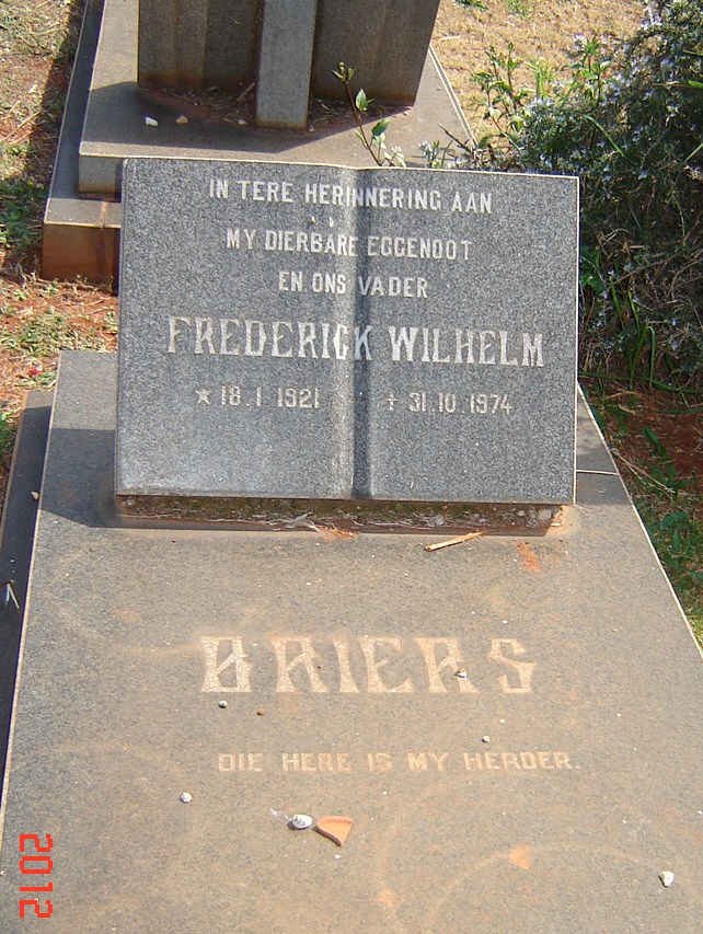 BRIERS Frederick Wilhelm 1921-1974