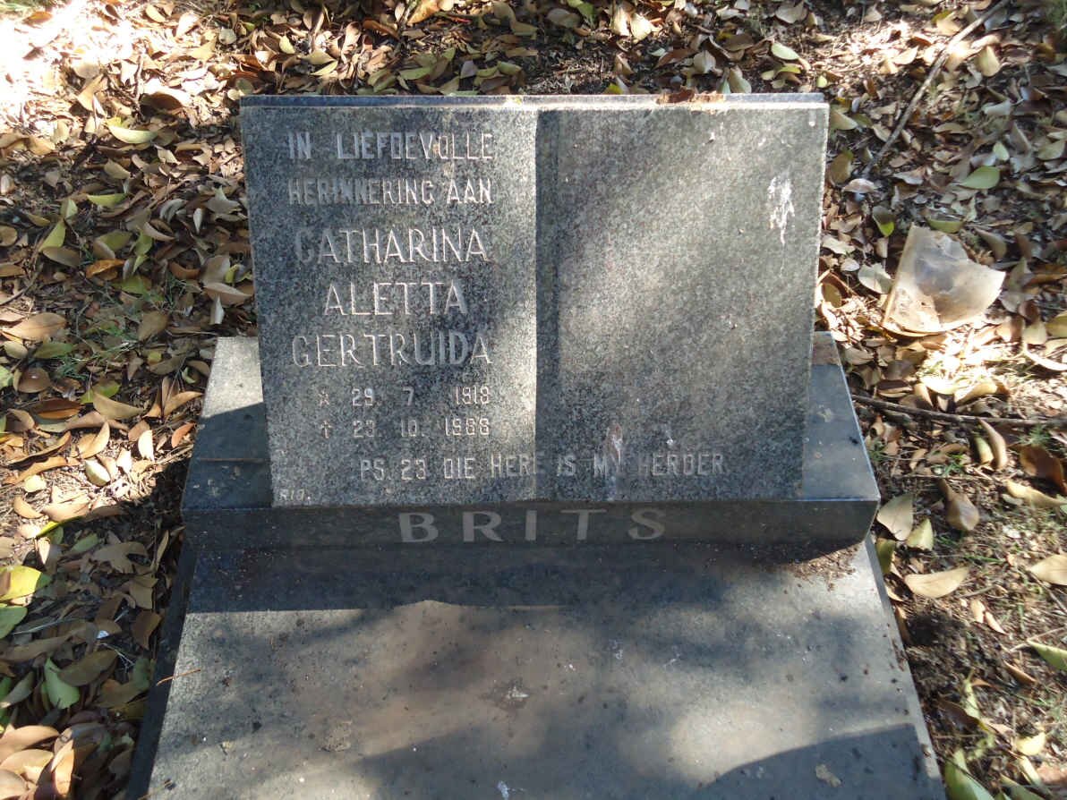 BRITS Catharina Aletta Gertruida 191?-1988